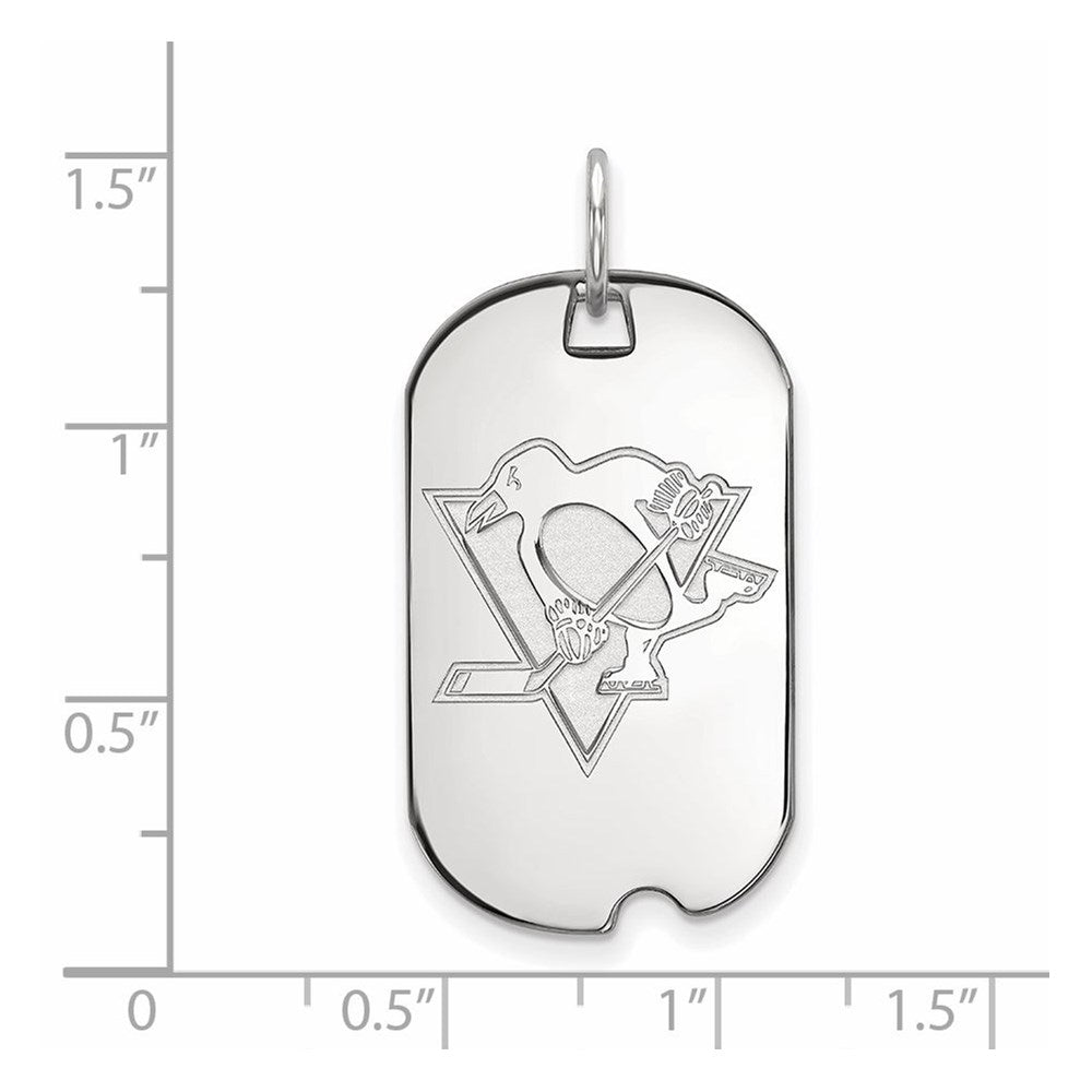 14K White Gold Nhl Logoart Pittsburgh Penguins Small Dog Tag Pendant