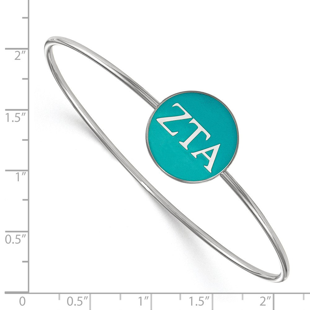 Sterling Silver Rh Plated Logoart Zeta Tau Alpha Enameled Slip On Bangle