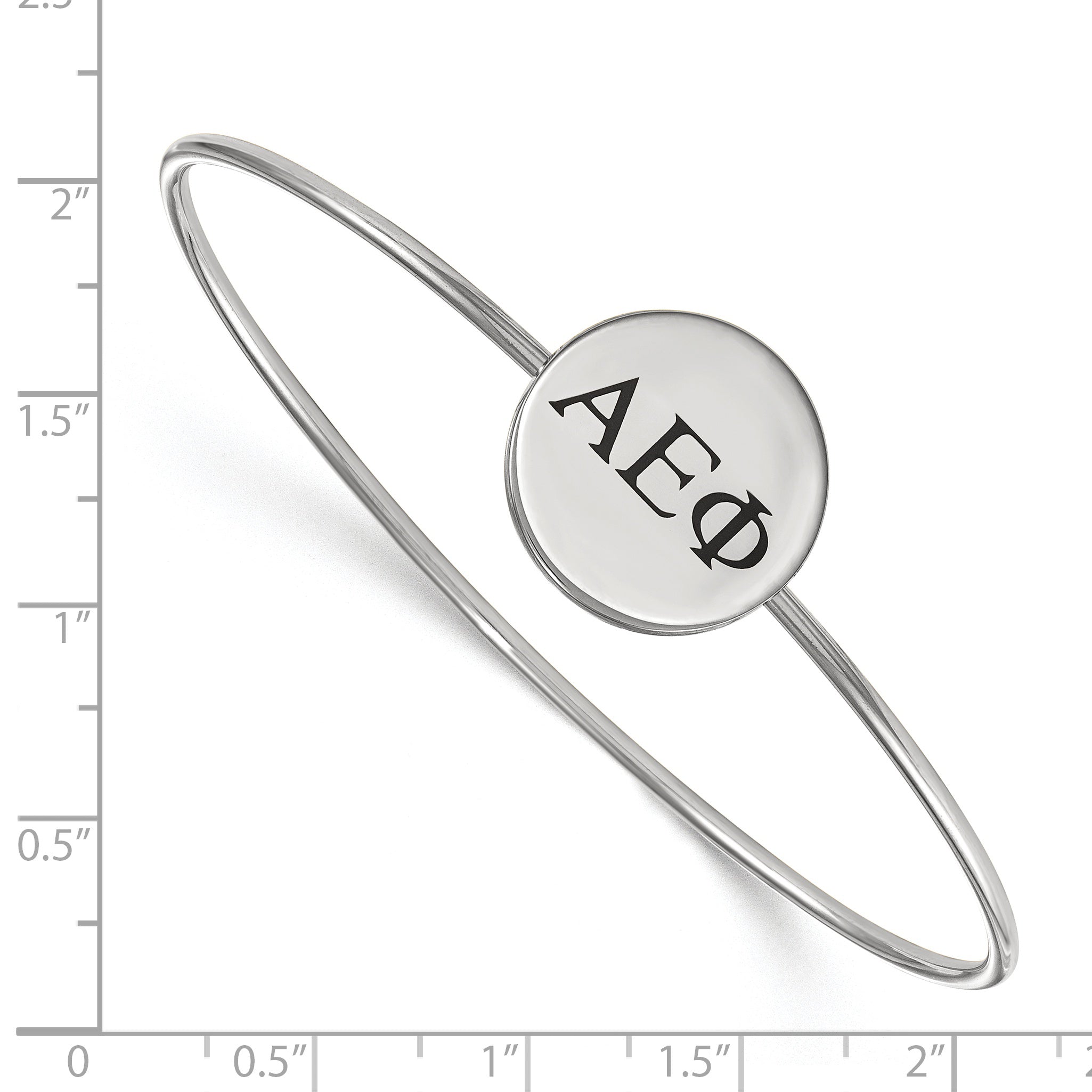 Sterling Silver S. Rh Plated Logoart Alpha Epsilon Phi Enameled Slip On Bangle