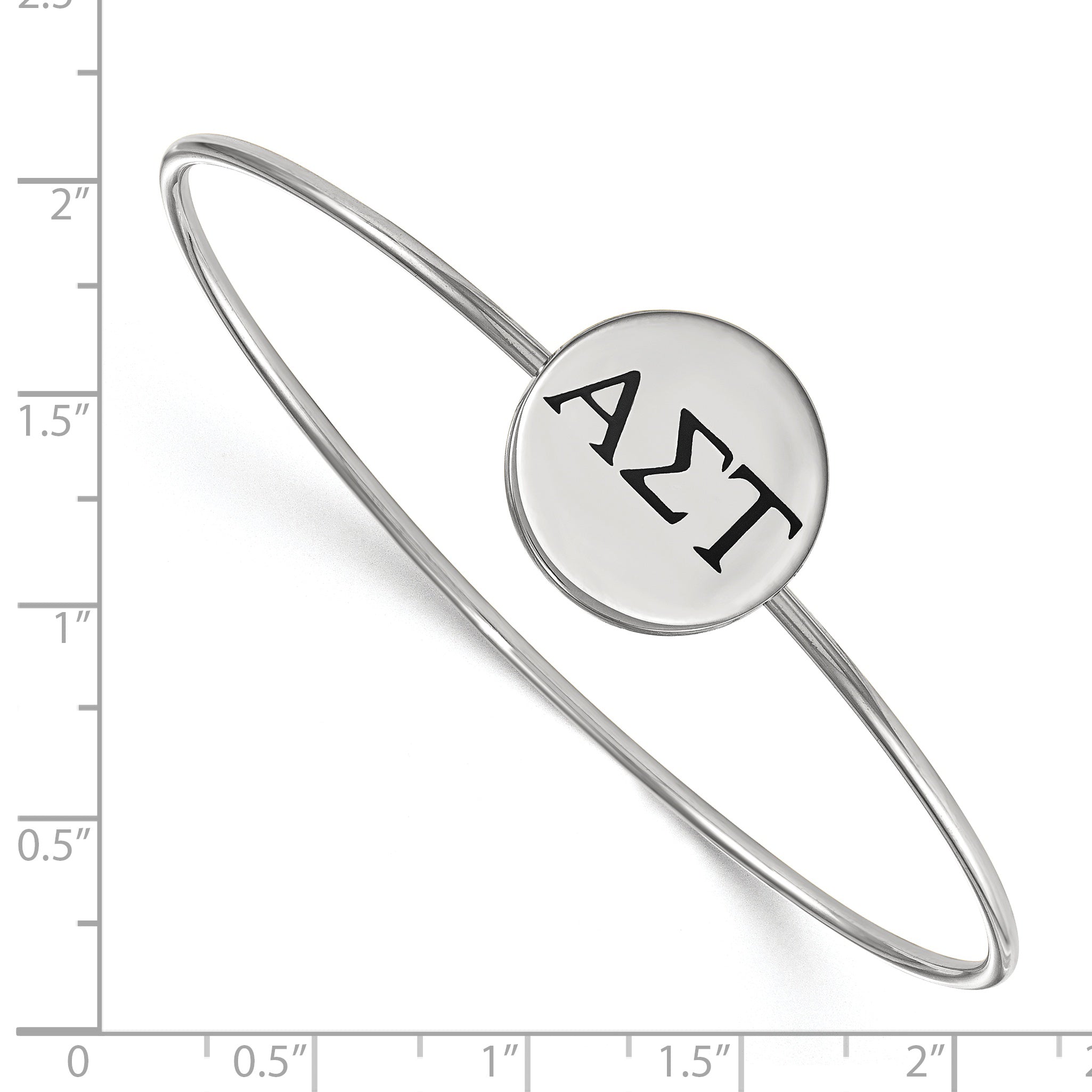 Sterling Silver Rh Plated Logoart Alpha Sigma Tau Enameled Slip On Bangle