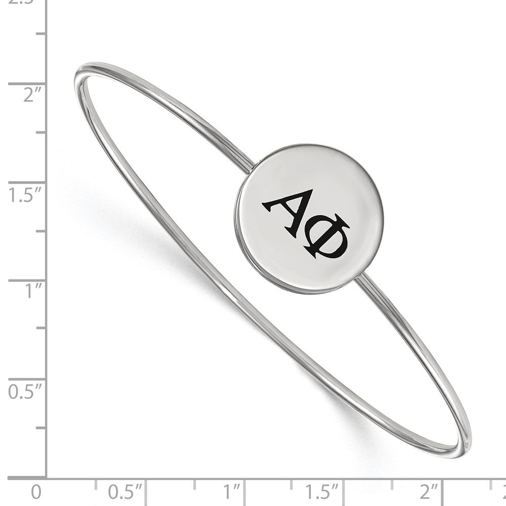 Sterling Silver Rh Plated Logoart Alpha Phi Enameled Slip On Bangle