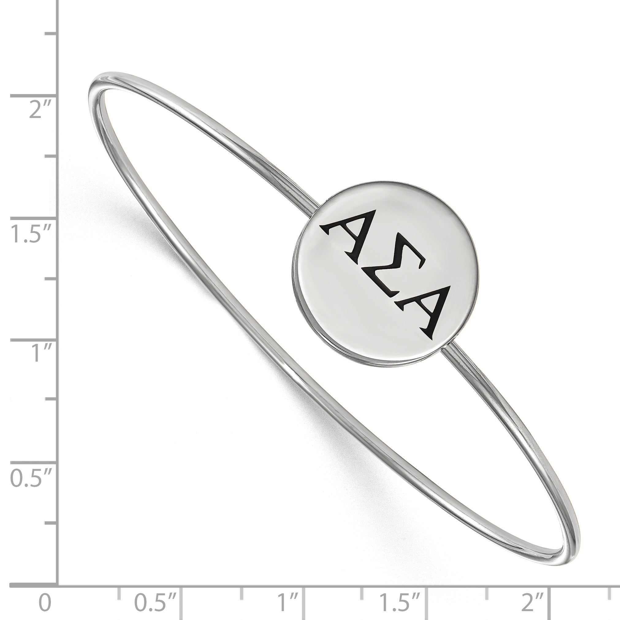Sterling Silver S. Rh Plated Logoart Alpha Sigma Enameled Slip On Bangle
