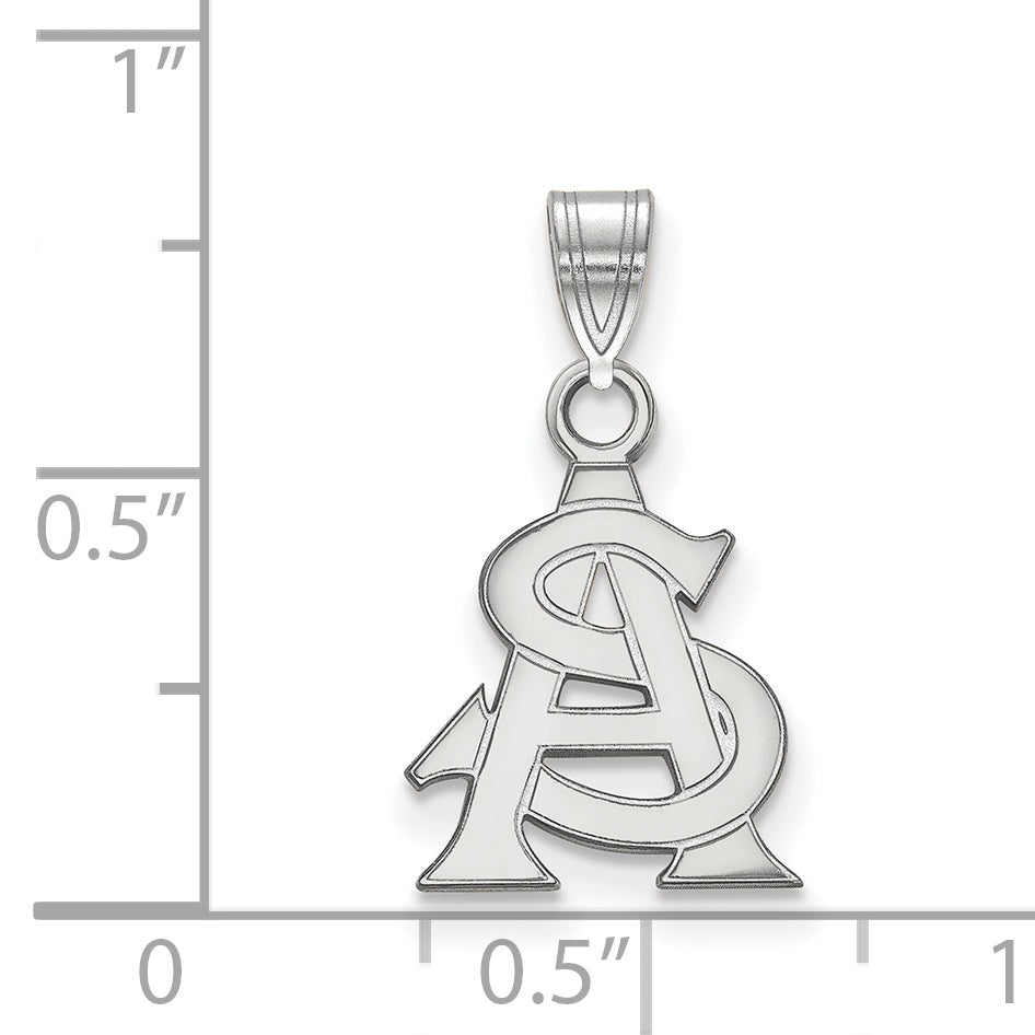 Sterling Silver Rhodium Plated Logoart Arizona State University A S Small Pendant