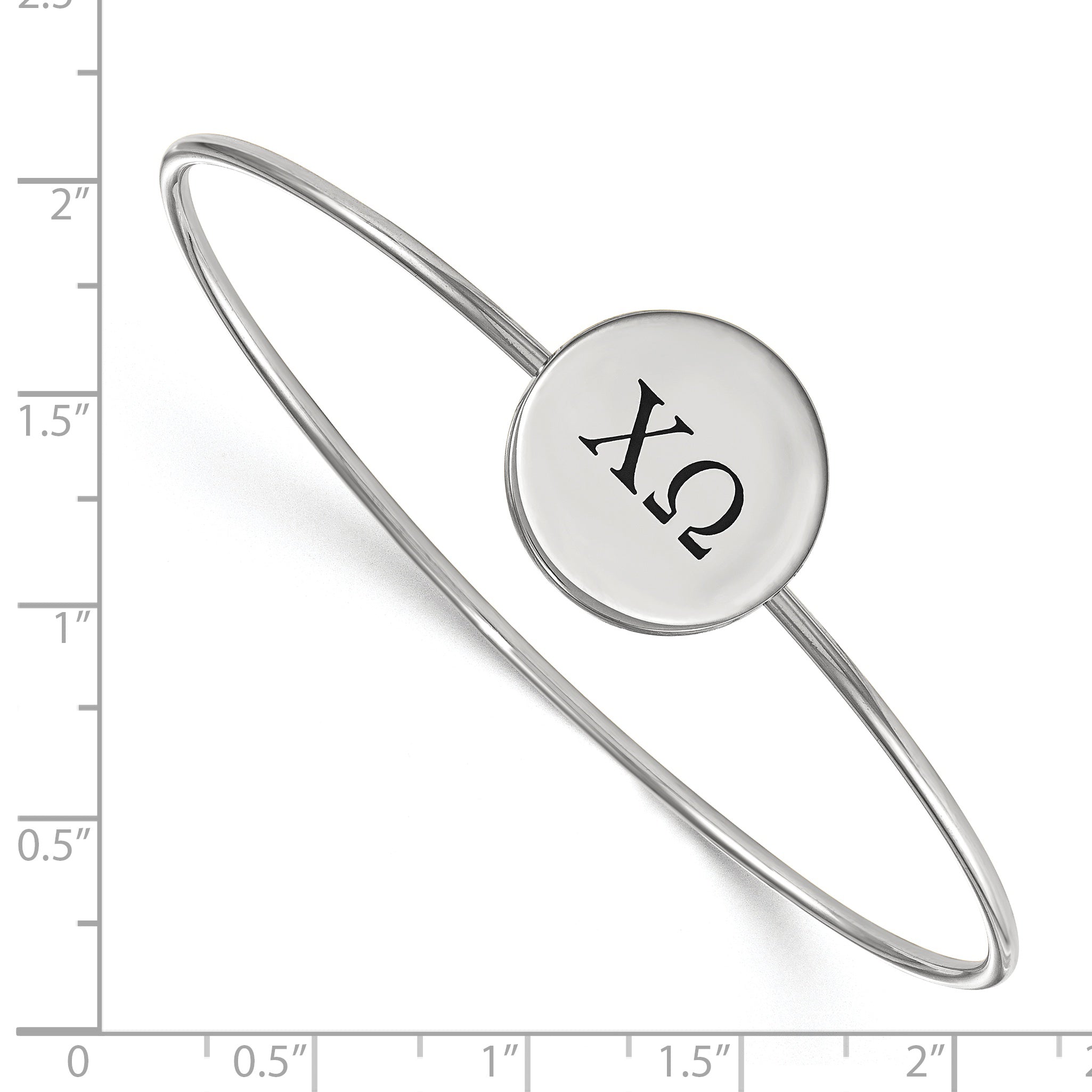 Sterling Silver Rh Plated Logoart Chi Omega Enameled Slip On Bangle