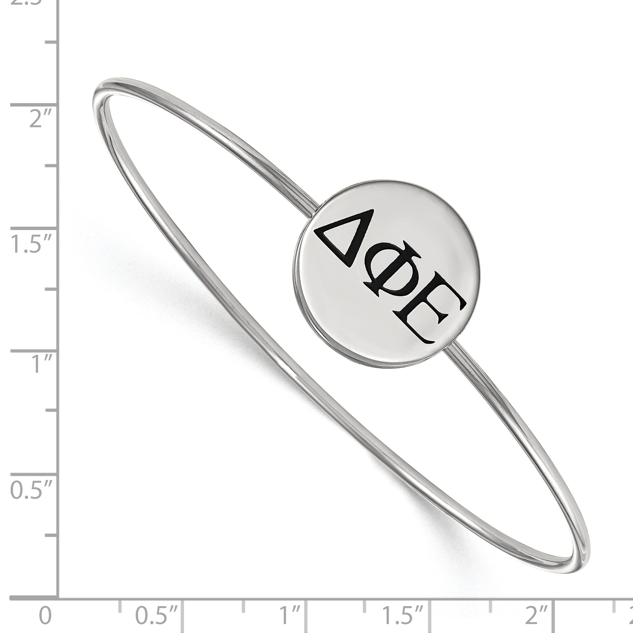 Sterling Silver S. Rh Plated Logoart Delta Phi Epsilon Enameled Slip On Bangle