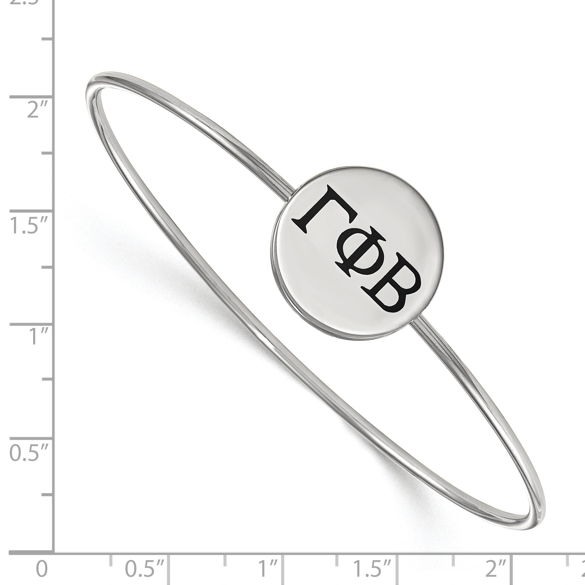 Sterling Silver Rh Plated Logoart Gamma Phi Beta Enameled Slip On Bangle
