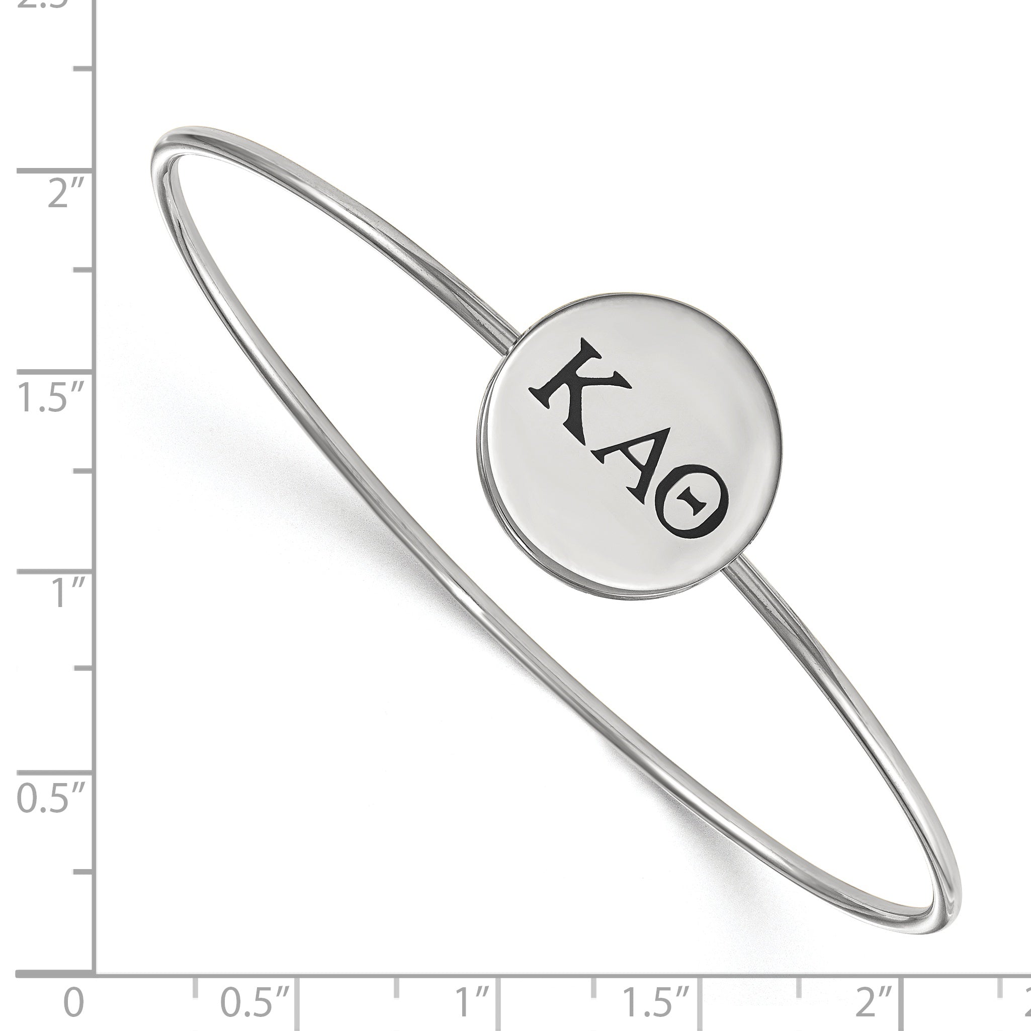 Sterling Silver S. Rh Plated Logoart Kappa Alpha Theta Enameled Slip On Bangle