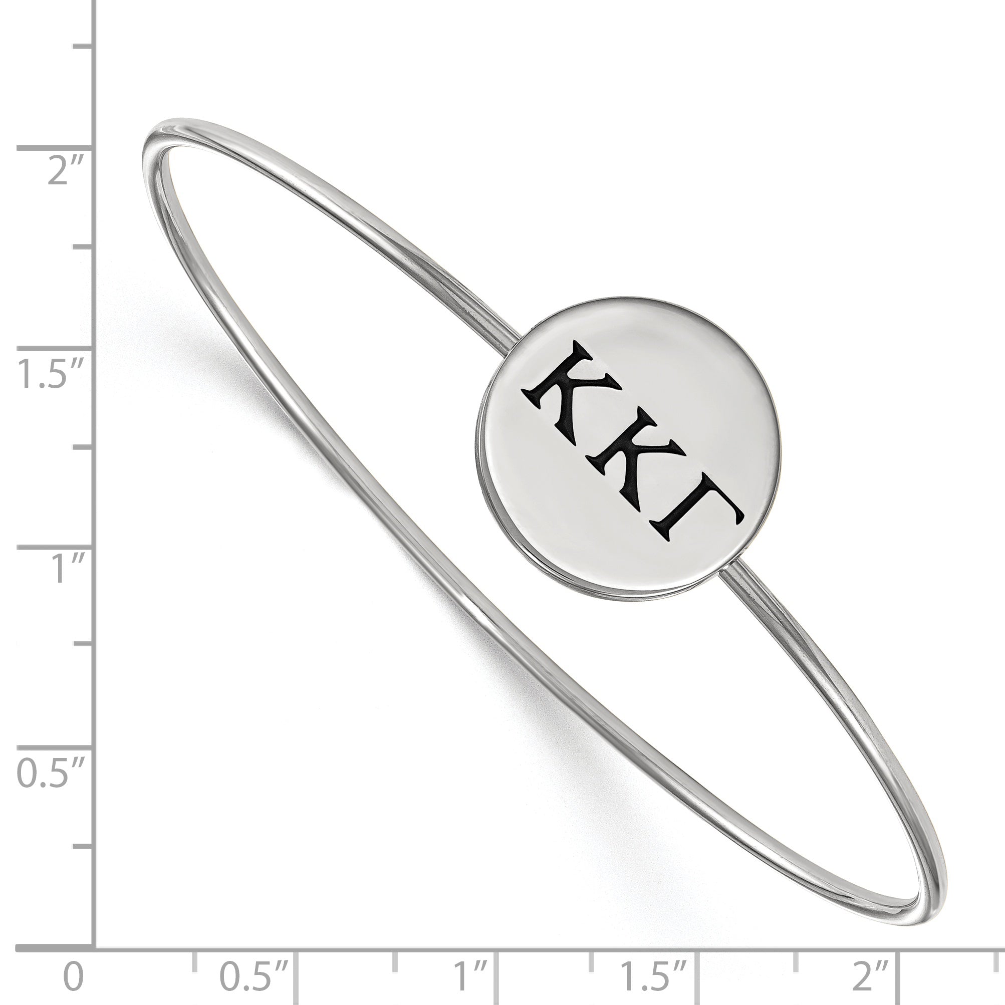 Sterling Silver S. Rh Plated Logoart Kappa Gamma Enameled Slip On Bangle