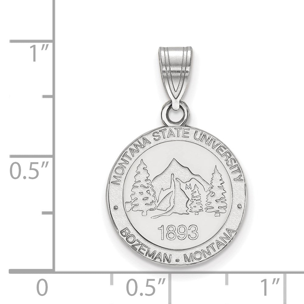 Sterling Silver Rhodium Plated Logoart Montana State University Medium Crest Pendant
