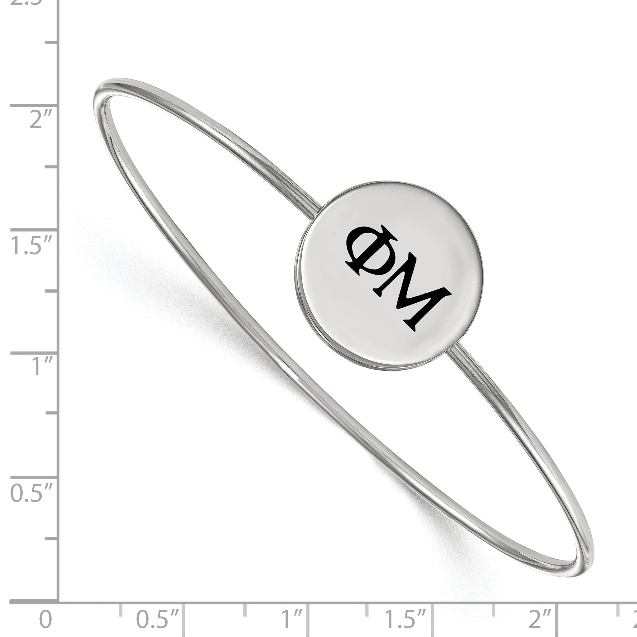 Sterling Silver Rh Plated Logoart Phi Mu Enameled Slip On Bangle