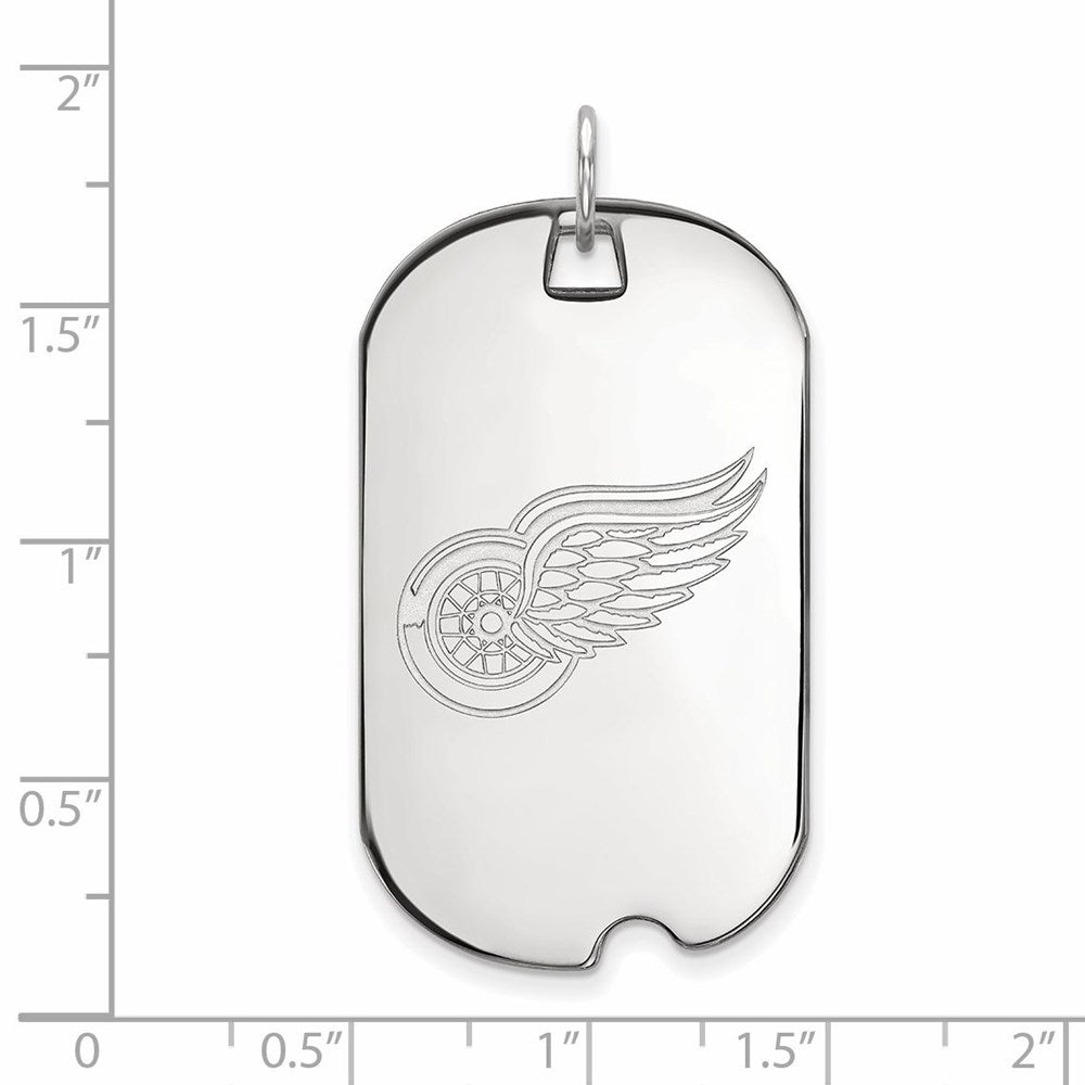 Sterling Silver Rhodium Plated Nhl Logoart Detroit Red Wings Large Dog Tag Pendant