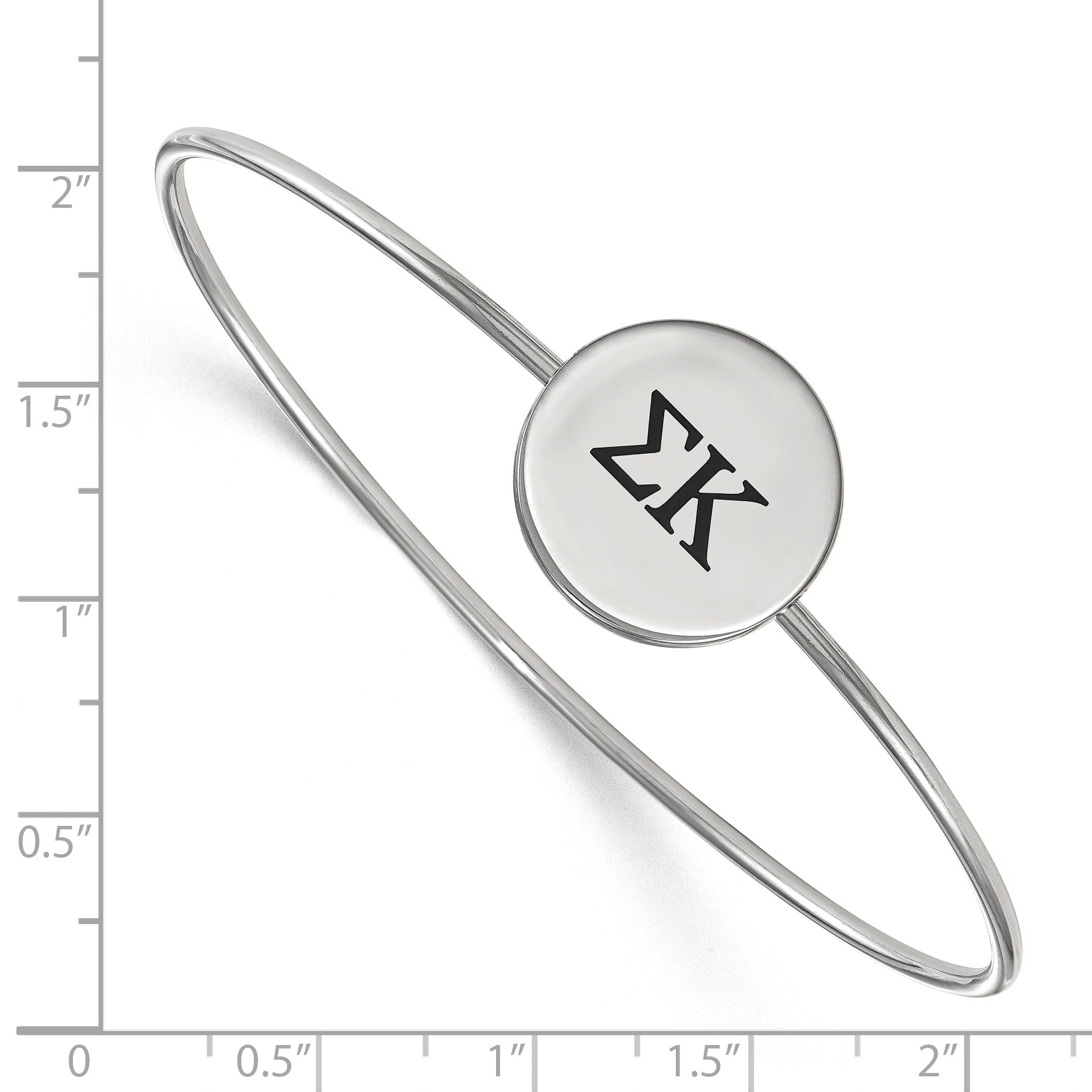 Sterling Silver Rh Plated Logoart Sigma Kappa Enameled Slip On Bangle