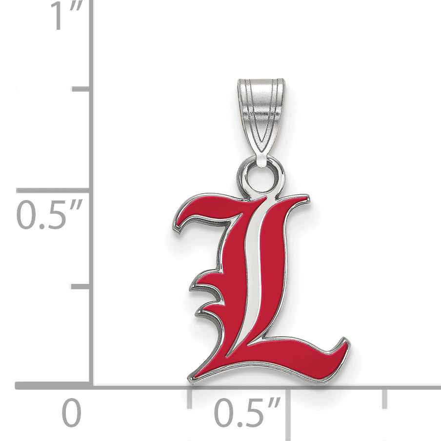 Sterling Silver Rhodium Plated Logoart University Of Louisville Letter L Small Enameled Pendant