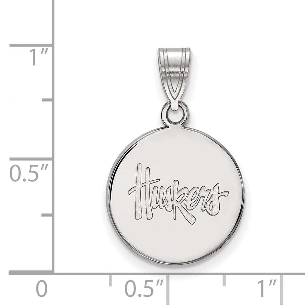 10K White Gold Logoart University Of Nebraska Huskers Medium Disc Pendant