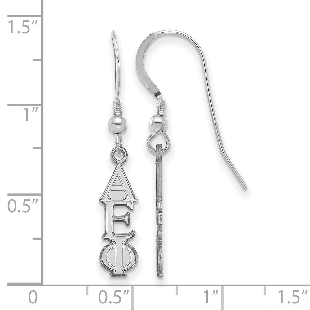 Sterling Silver Rhodium Plated Logoart Alpha Epsilon Phi Sorority Greek Letters Small Dangle Wire Earrings
