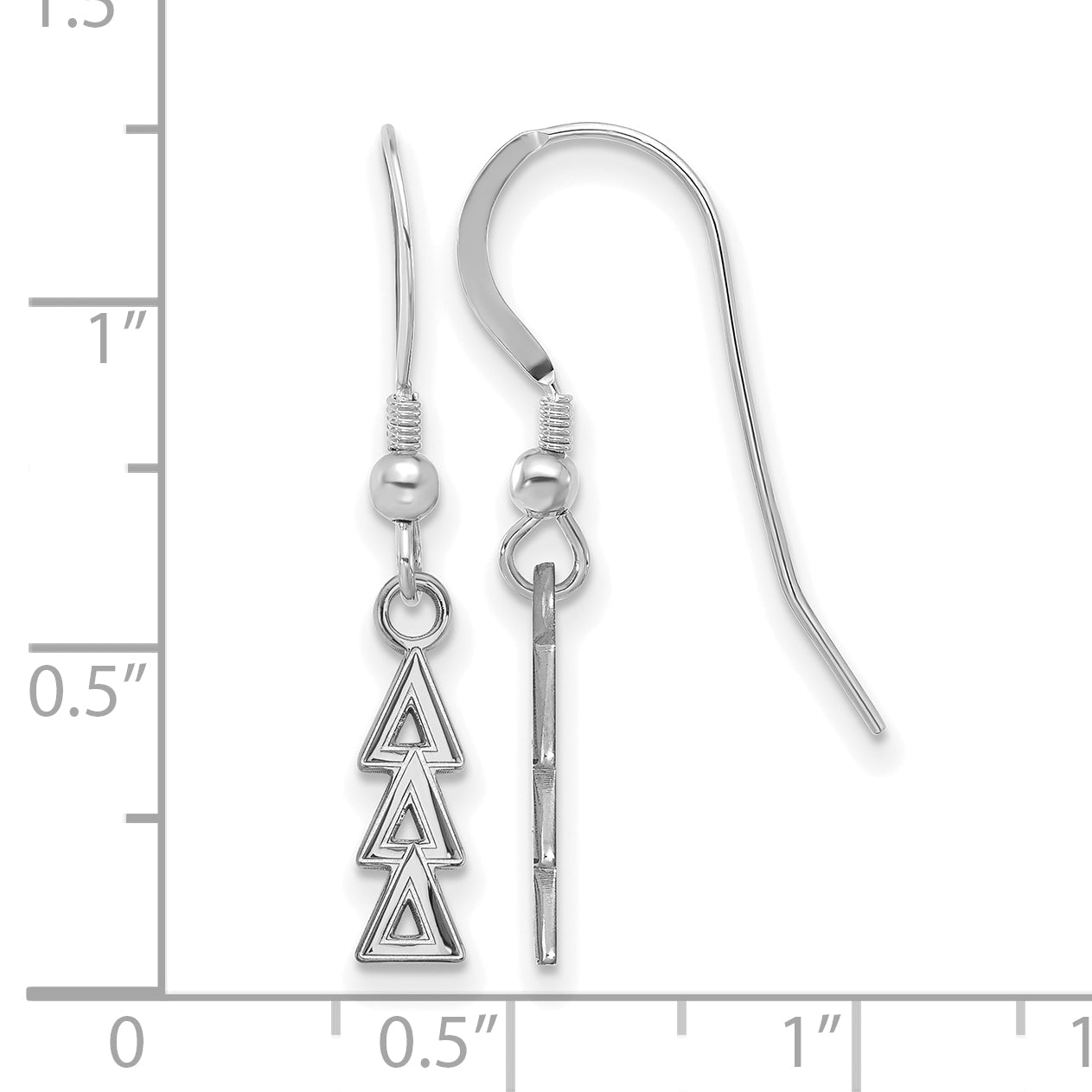Sterling Silver Rhodium Plated Logoart Delta Sorority Greek Letters Small Dangle Wire Earrings