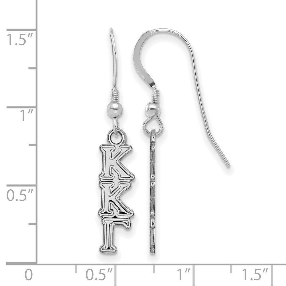 Sterling Silver Rhodium Plated Logoart Kappa Gamma Extra Sorority Greek Letters Small Dangle Wire Earrings