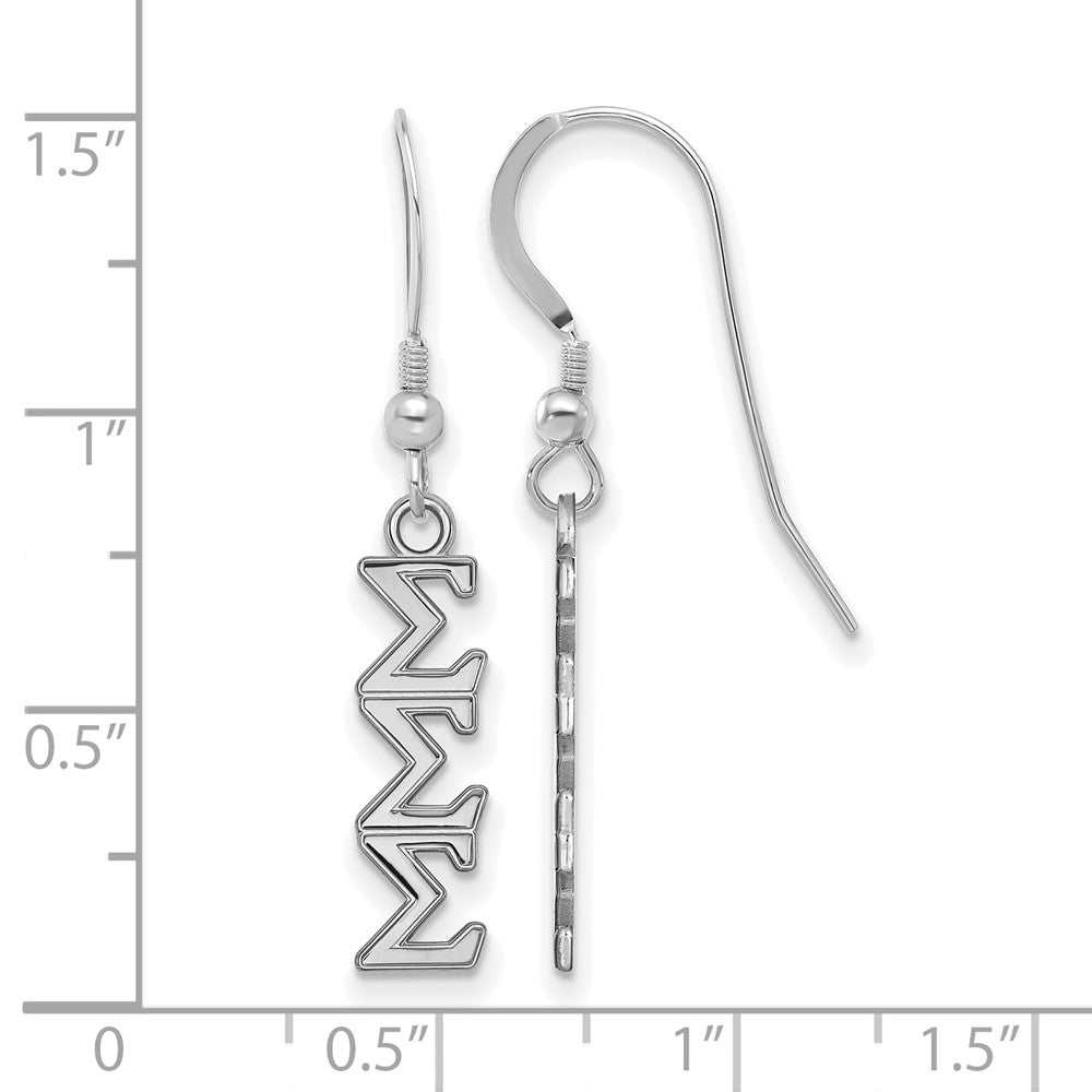 Sterling Silver Rhodium Plated Logoart Sigma Sorority Greek Letters Small Dangle Wire Earrings