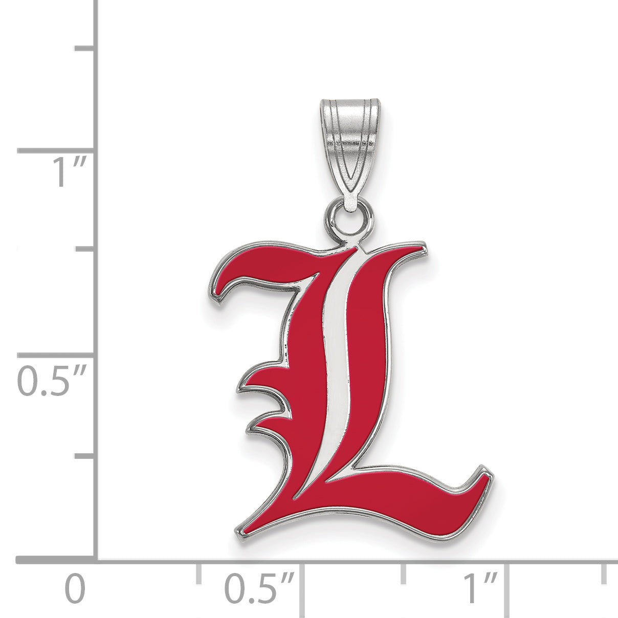 Sterling Silver Rhodium Plated Logoart University Of Louisville Letter L Large Enameled Pendant