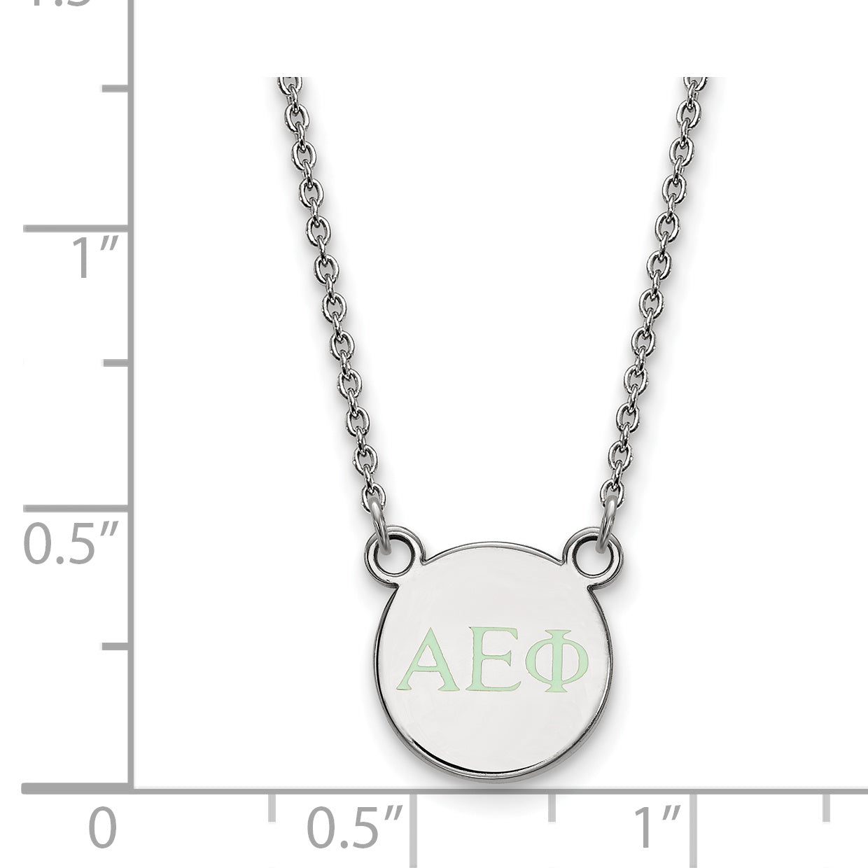 Sterling Silver Rhodium Plated Logoart Alpha Epsilon Phi Sorority Greek Letters Extra Small Color Enamel Pendant 18 Inch Necklace