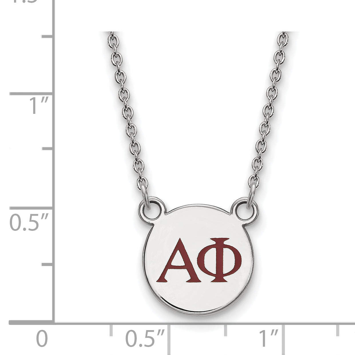 Sterling Silver Rhodium Plated Logoart Alpha Phi Sorority Greek Letters Small Color Enamel Pendant 18 Inch Necklace