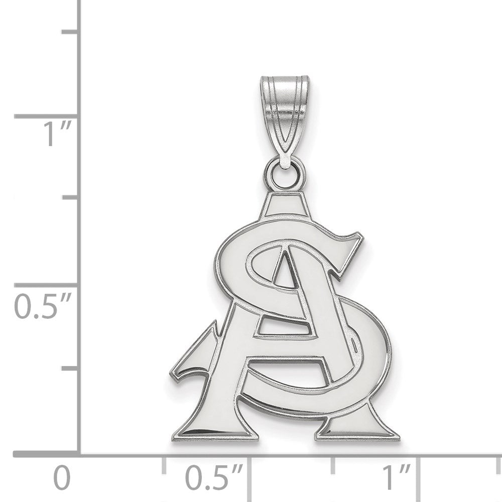 14K White Gold Logoart Arizona State University A S Large Pendant
