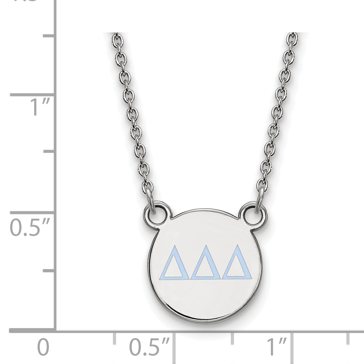 Sterling Silver Rhodium Plated Logoart Delta Sorority Greek Letters Small Color Enamel Pendant 18 Inch Necklace