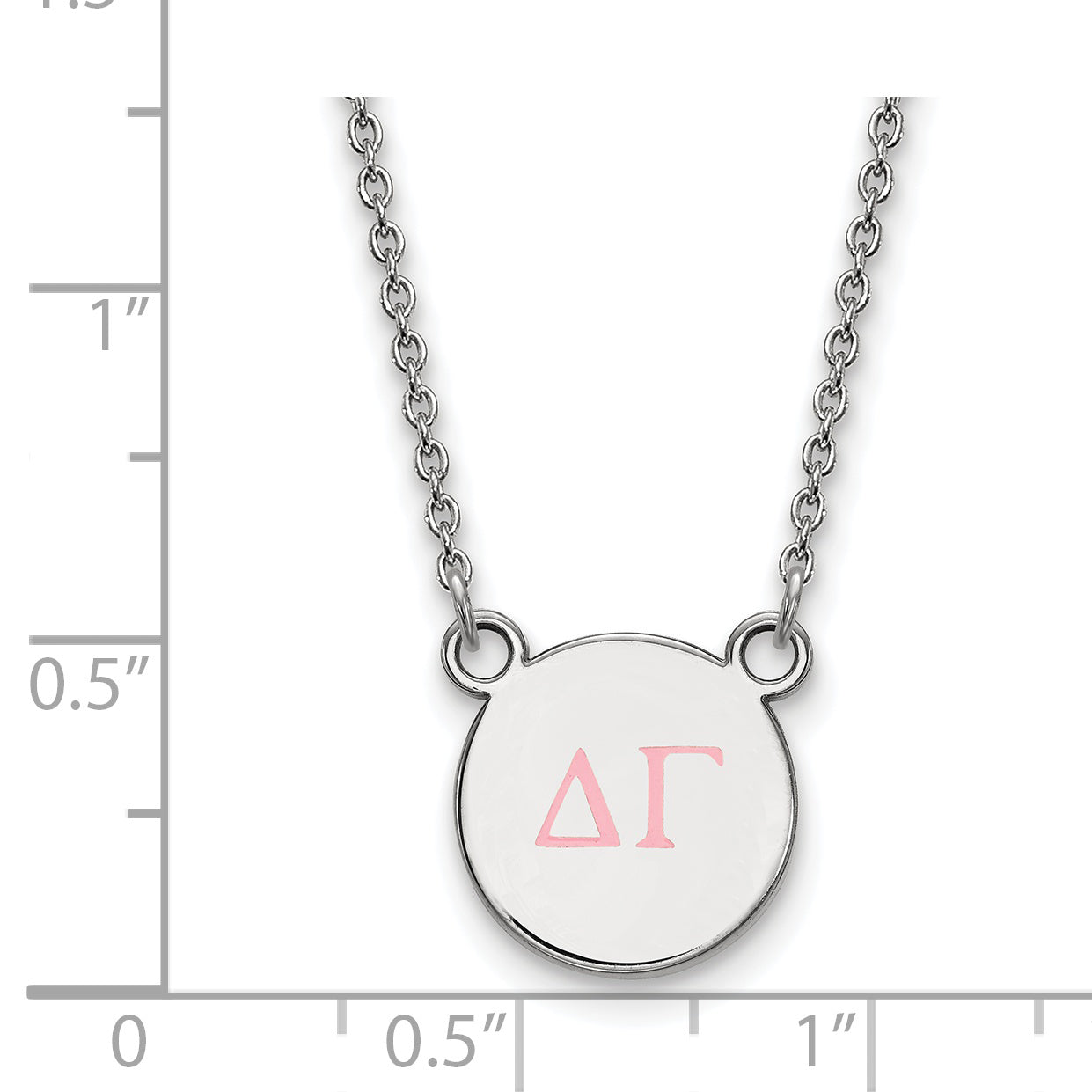 Sterling Silver Rhodium Plated Logoart Delta Gamma Sorority Greek Letters Small Color Enamel Pendant 18 Inch Necklace