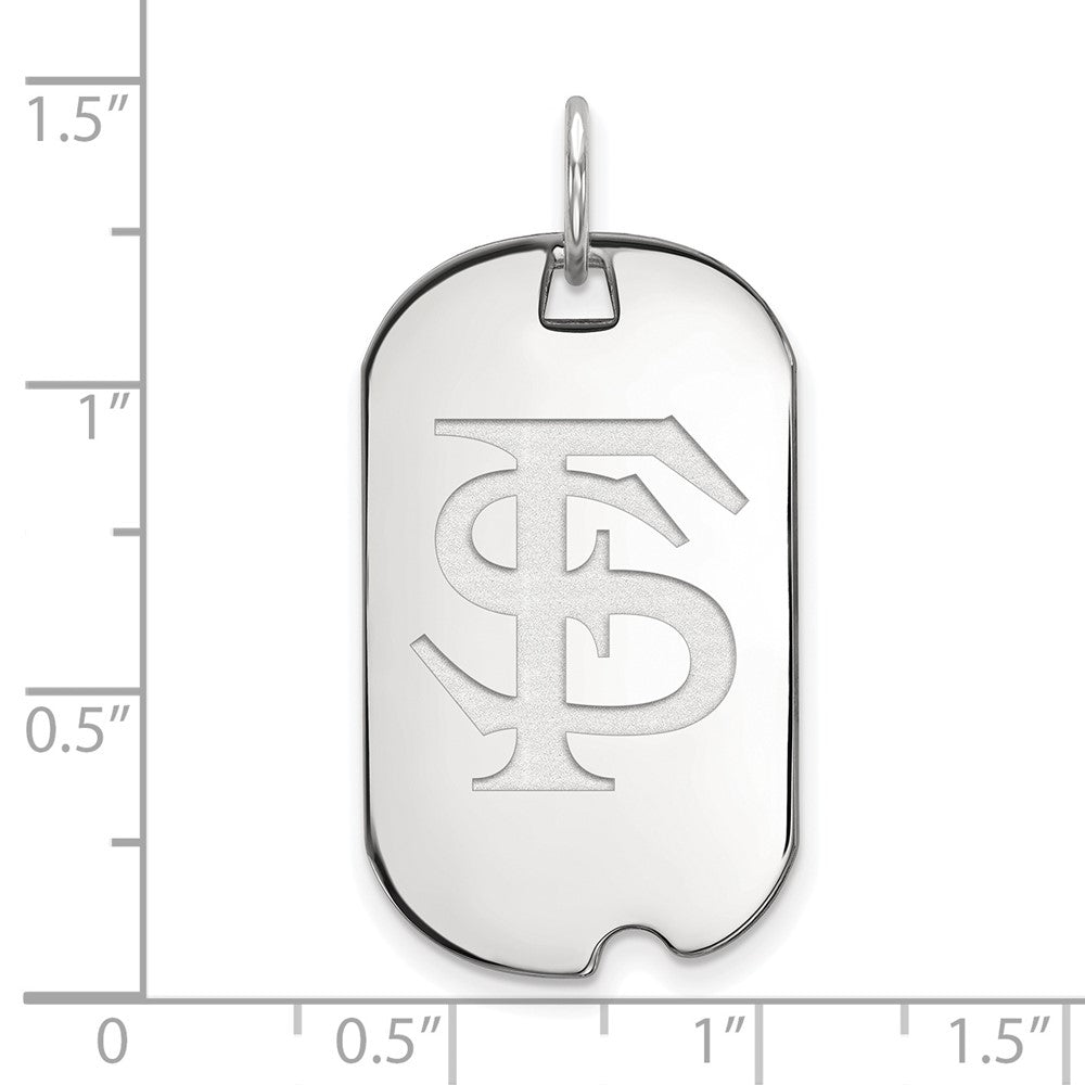 Sterling Silver Rhodium Plated Logoart Florida State University F S Small Dog Tag Pendant