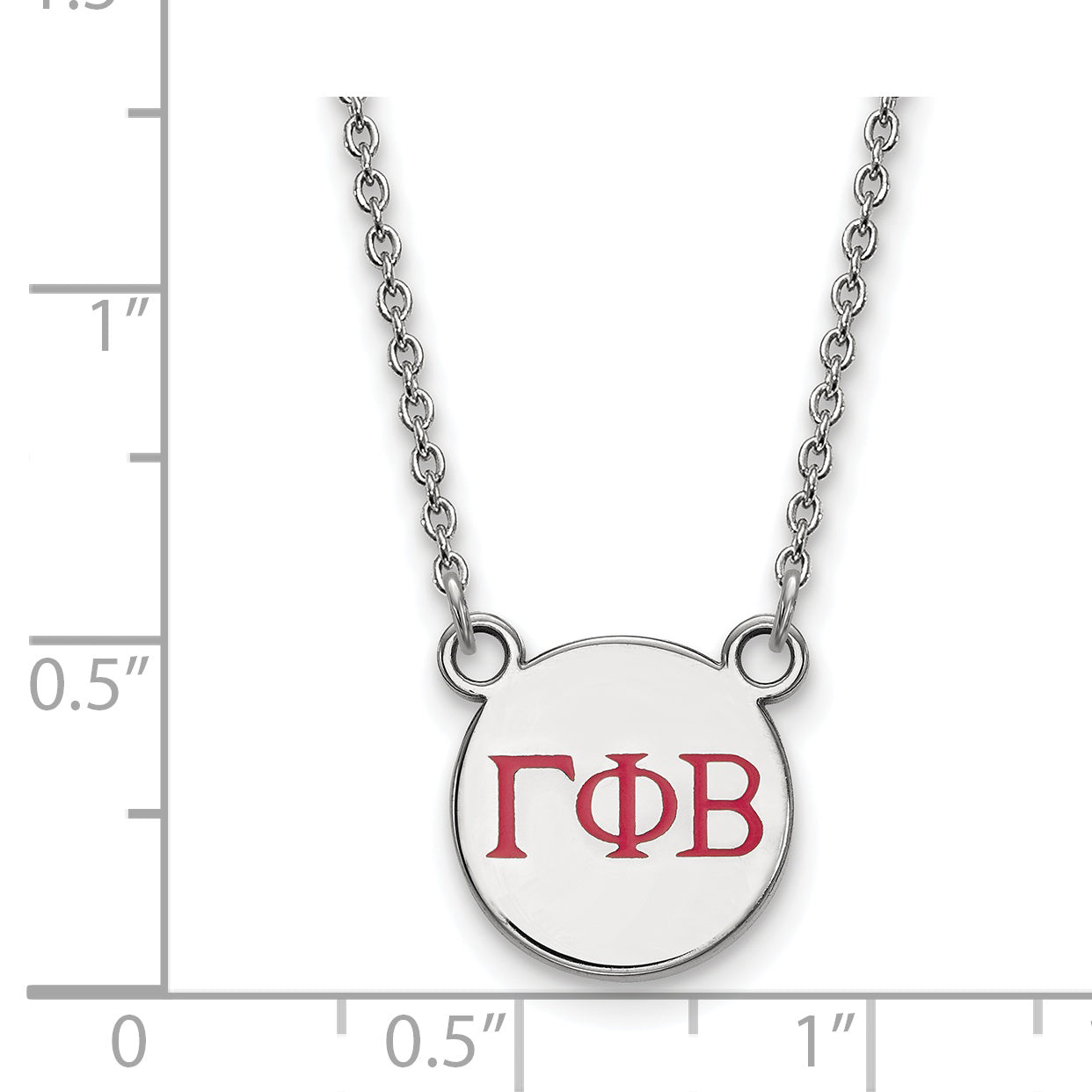 Sterling Silver Rhodium Plated Logoart Gamma Phi Beta Sorority Greek Letters Small Color Enamel Pendant 18 Inch Necklace