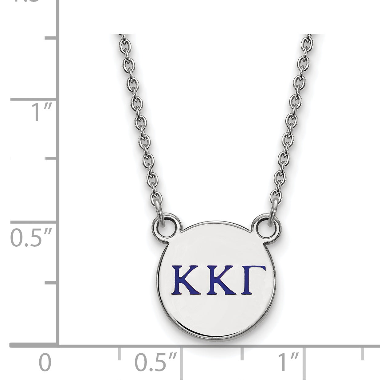 Sterling Silver Rhodium Plated Logoart Kappa Gamma Sorority Greek Letters Small Color Enamel Pendant 18 Inch Necklace