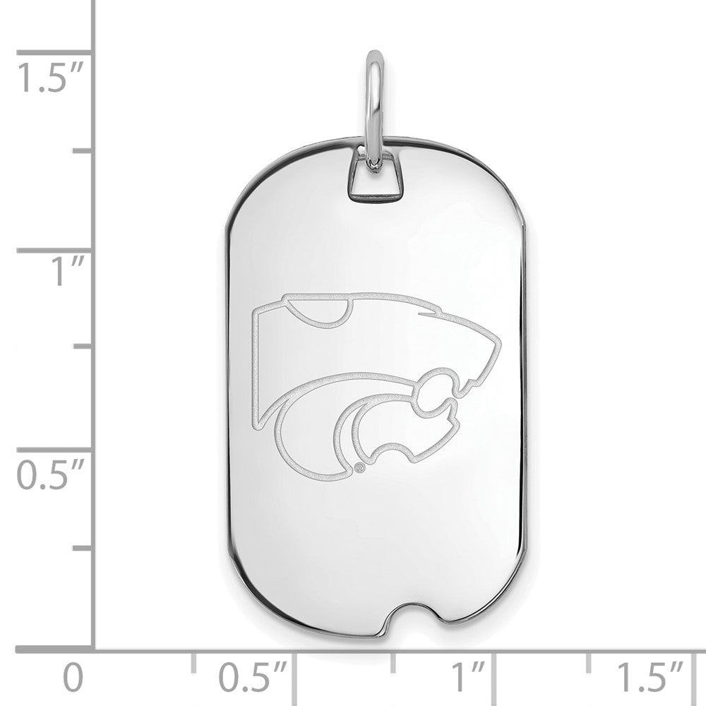 Sterling Silver Rhodium Plated Logoart Kansas State University Wildcat Small Dog Tag Pendant