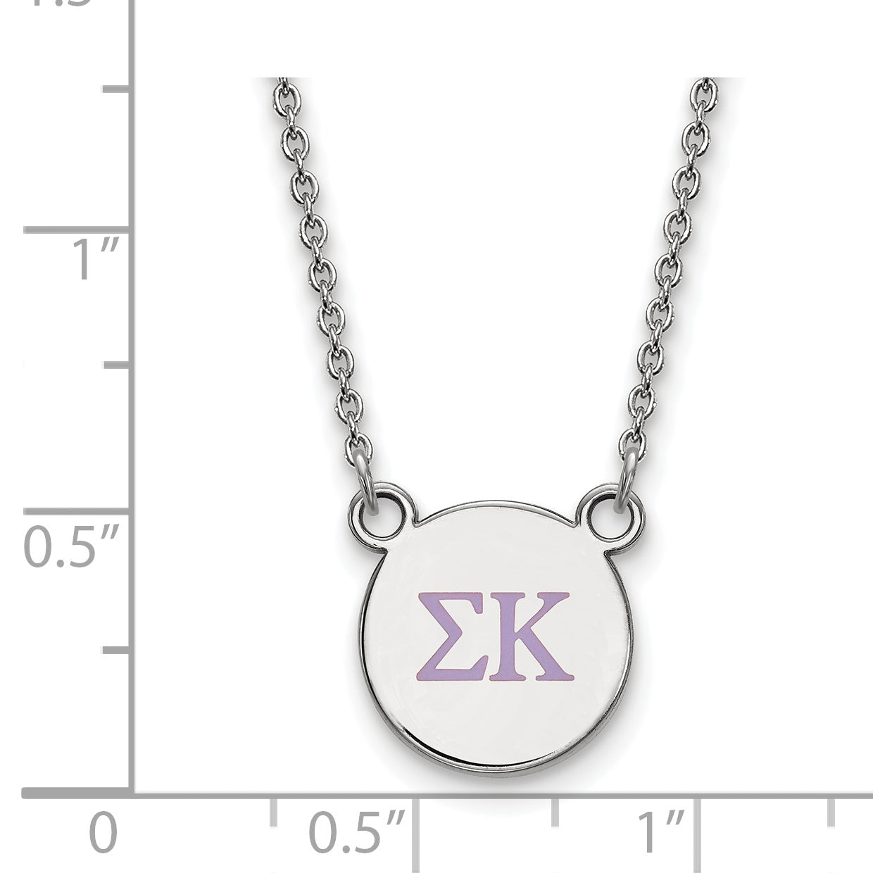 Sterling Silver Rhodium Plated Logoart Sigma Kappa Sorority Greek Letters Small Color Enamel Pendant 18 Inch Necklace
