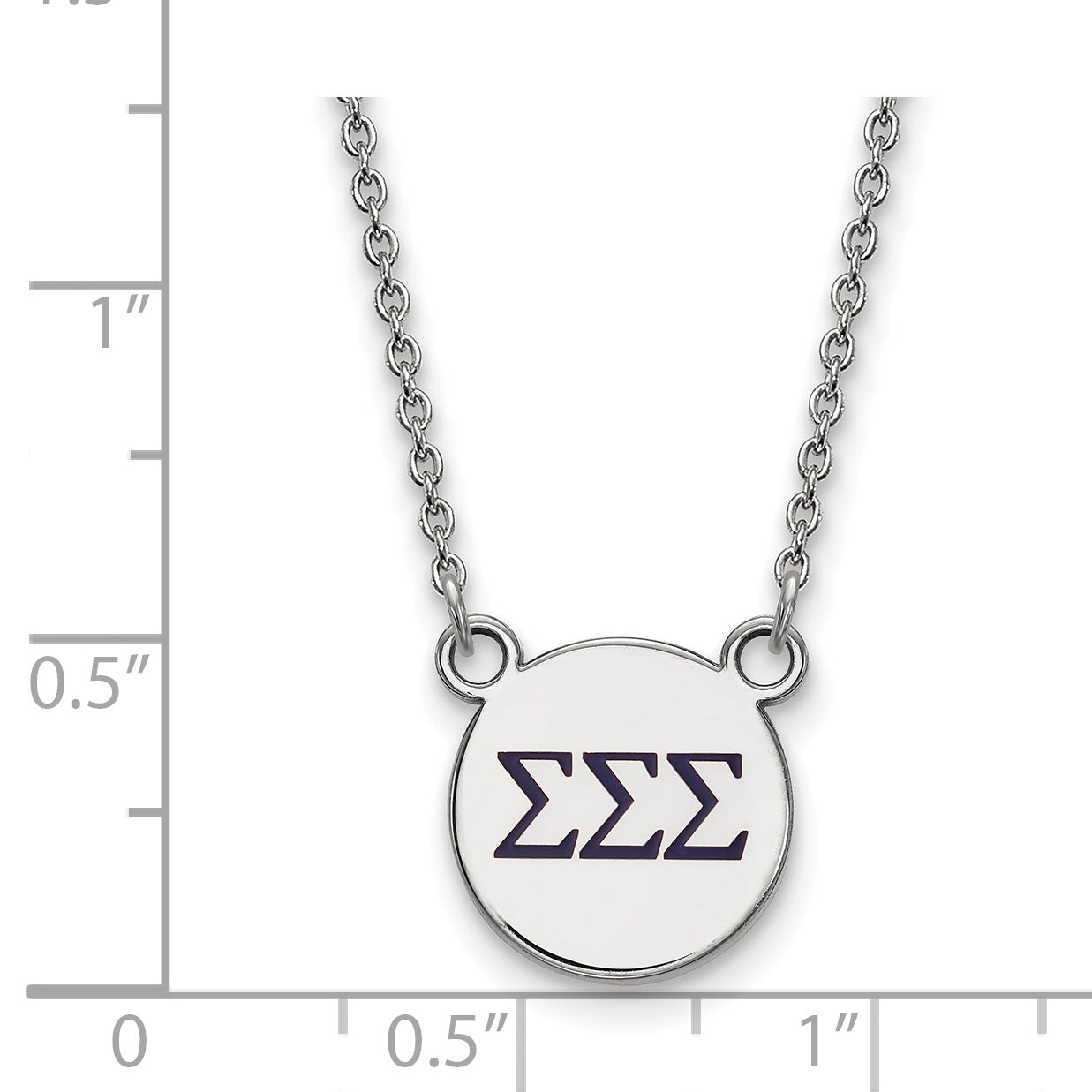 Sterling Silver Rhodium Plated Logoart Sigma Sorority Greek Letters Small Color Enamel Pendant 18 Inch Necklace