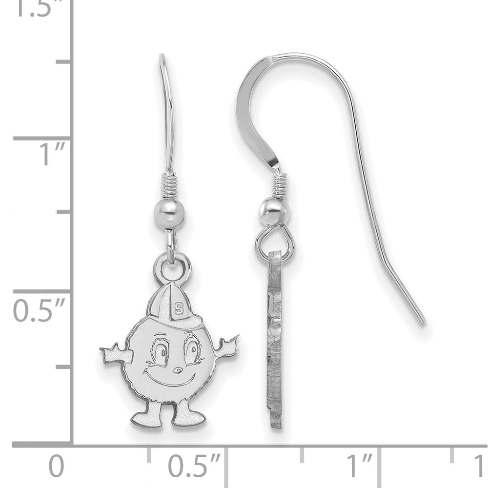 Sterling Silver Rhodium Plated Logoart Syracuse University Mascot Small Dangle Wire Earrings