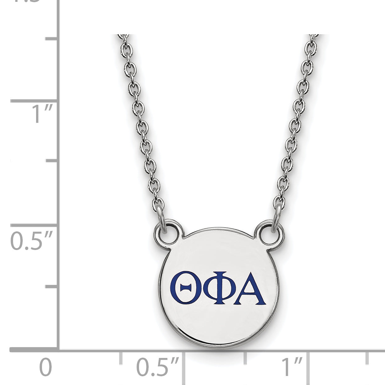 Sterling Silver Rhodium Plated Logoart Theta Phi Alpha Sorority Greek Letters Small Color Enamel Pendant 18 Inch Necklace