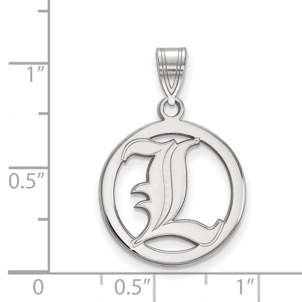 Sterling Silver Rhodium Plated Logoart University Of Louisville Letter L Medium Circle Pendant