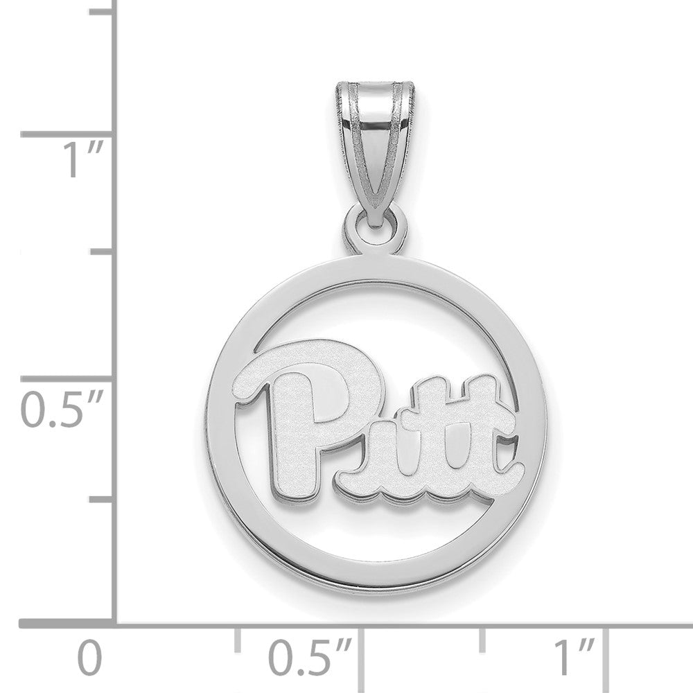 Sterling Silver Rhodium Plated Logoart University Of Pittsburgh Medium Circle Pendant