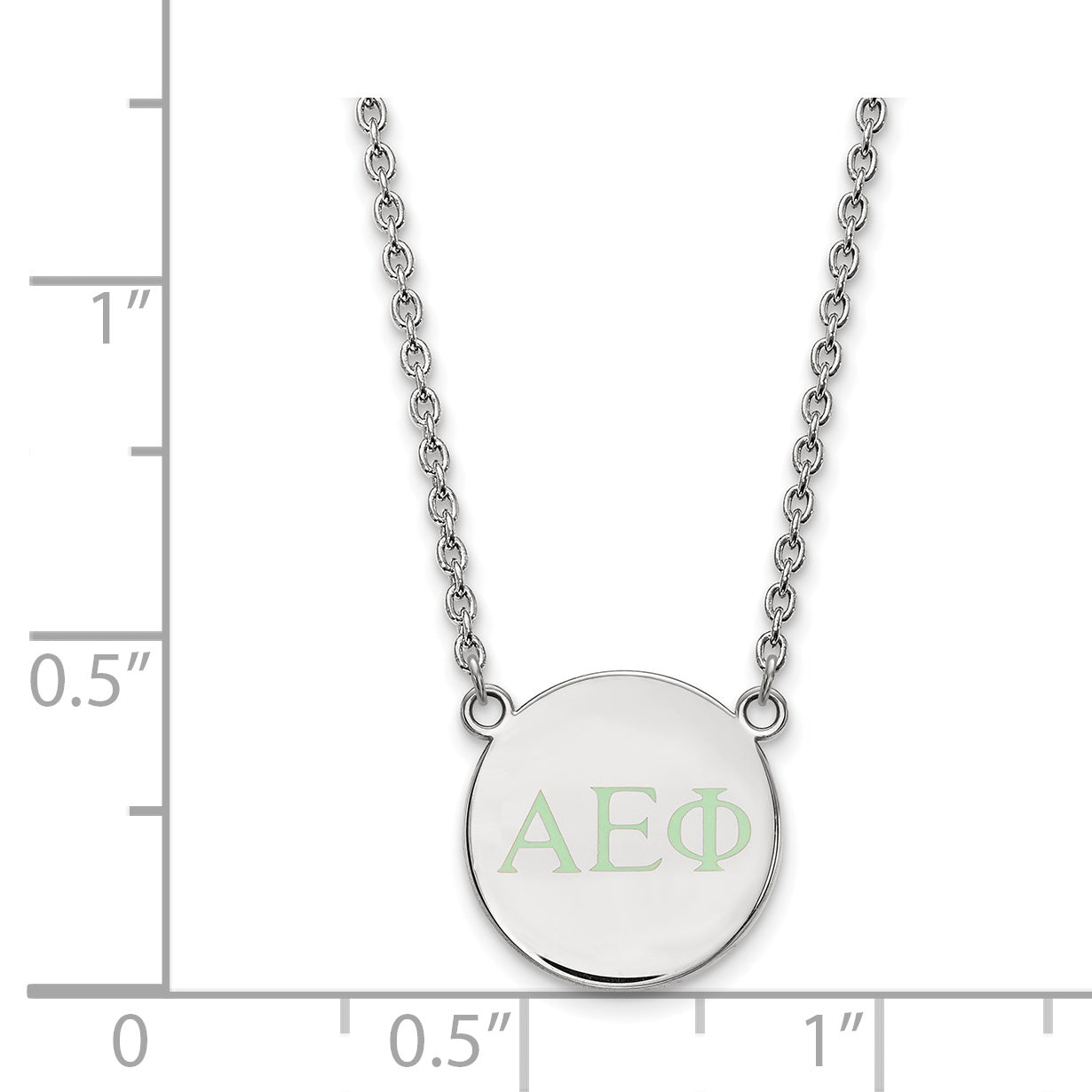 Sterling Silver Rhodium Plated Logoart Alpha Epsilon Phi Sorority Greek Letters Small Color Enamel Pendant 18 Inch Necklace