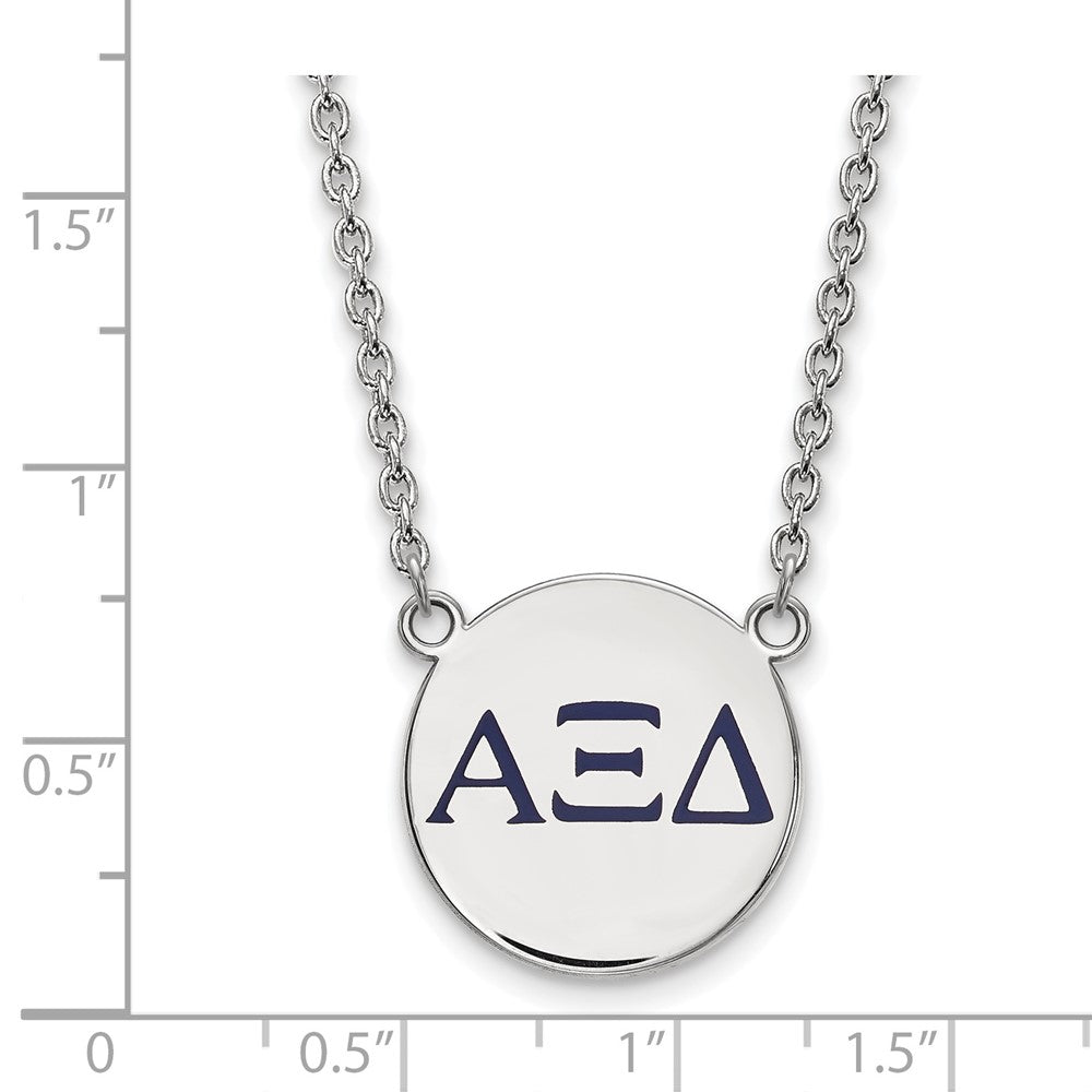 Sterling Silver Rhodium Plated Logoart Alpha Xi Delta Sorority Greek Letters Large Color Enamel Pendant 18 Inch Necklace