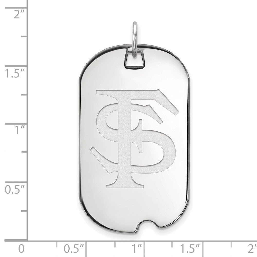 14K White Gold Logoart Florida State University F S Large Dog Tag Pendant