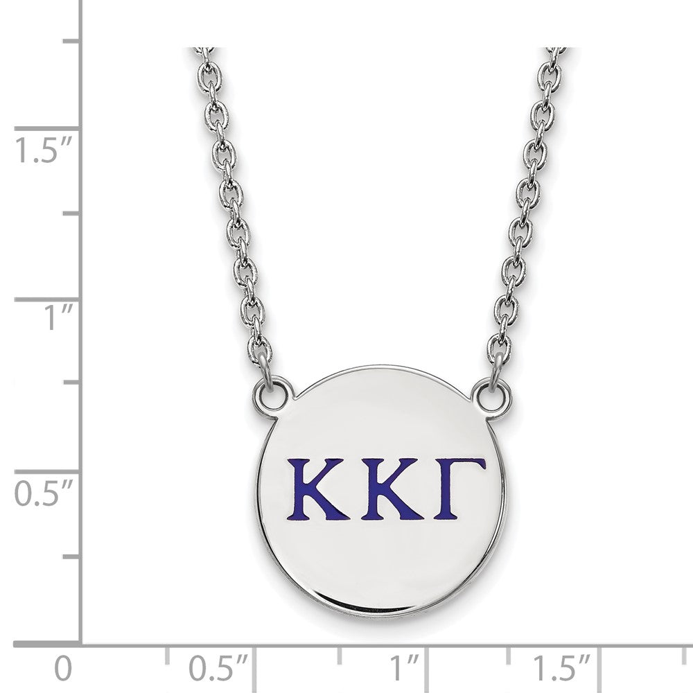Sterling Silver Rhodium Plated Logoart Kappa Gamma Sorority Greek Letters Large Color Enamel Pendant 18 Inch Necklace