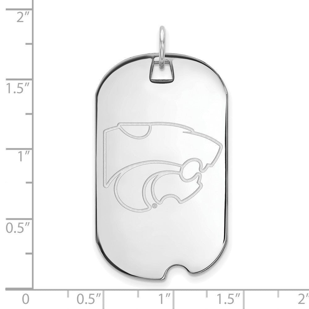 14K White Gold Logoart Kansas State University Wildcat Large Dog Tag Pendant