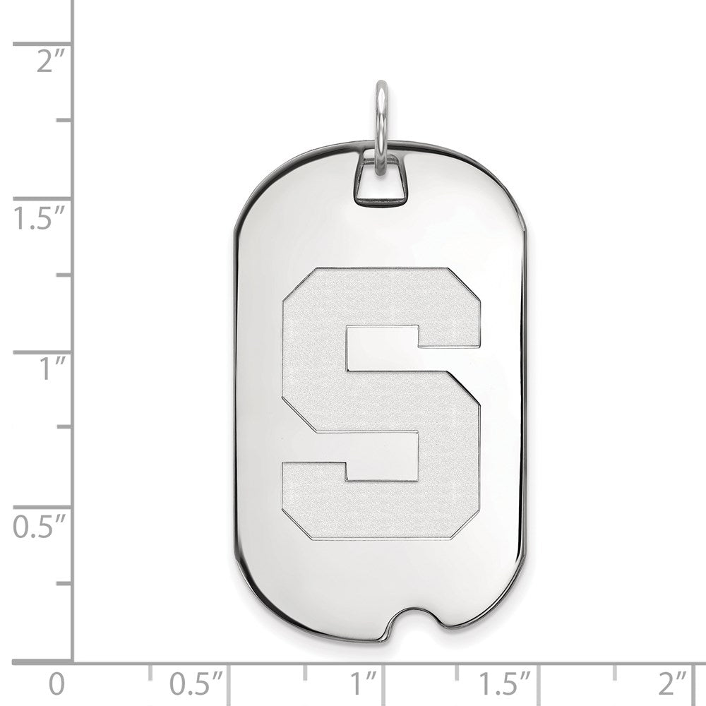 10K White Gold Logoart Michigan State University Letter S Large Dog Tag Pendant
