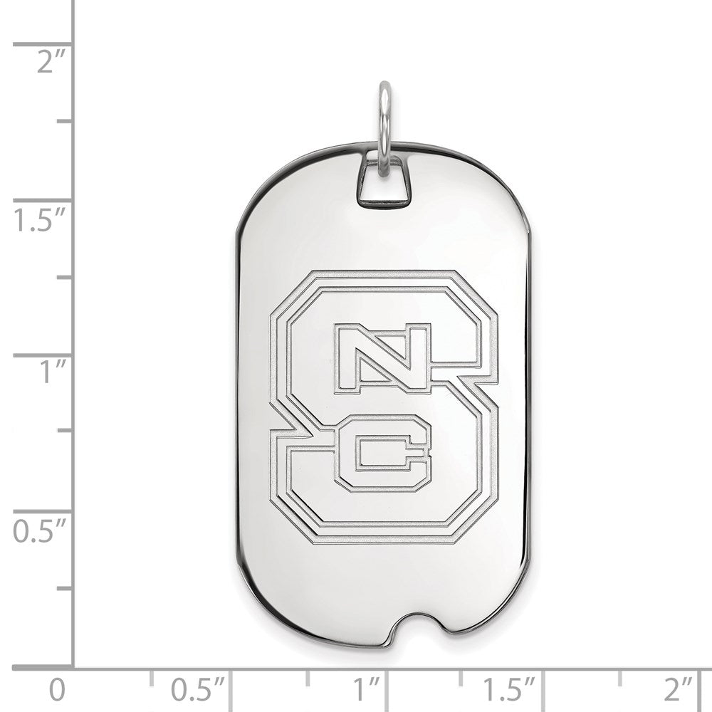 14K White Gold Logoart North Carolina State University N C S Large Dog Tag Pendant
