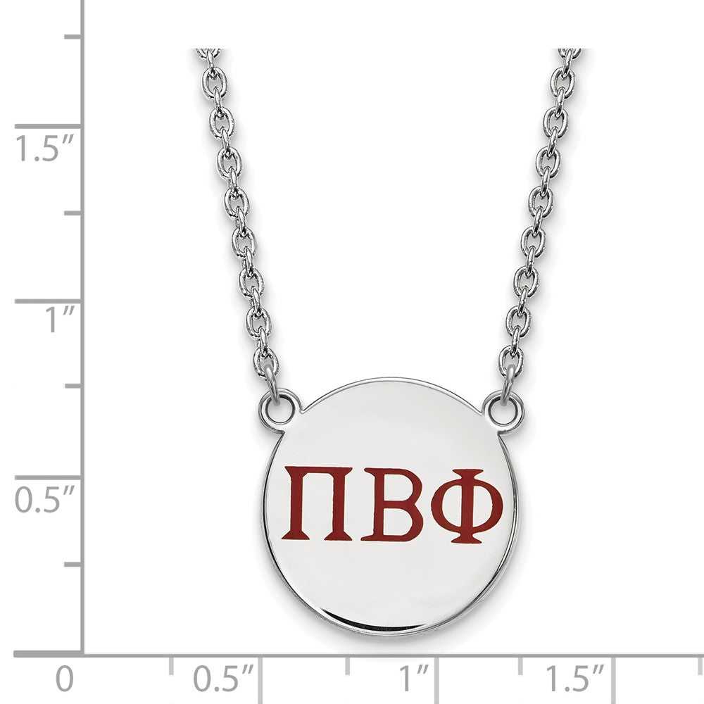 Sterling Silver Rhodium Plated Logoart Pi Beta Phi Sorority Greek Letters Large Color Enamel Pendant 18 Inch Necklace