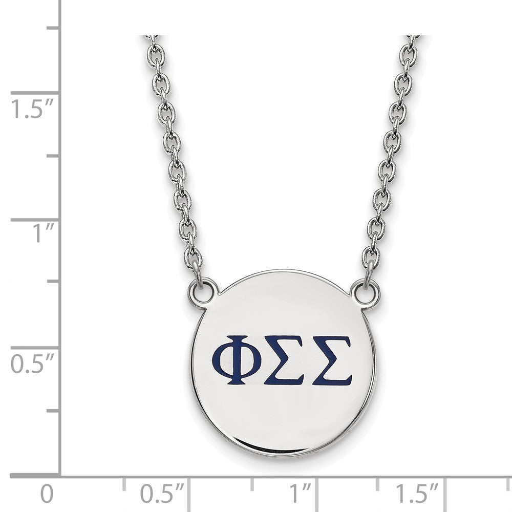 Sterling Silver Rhodium Plated Logoart Phi Sigma Sorority Greek Letters Large Color Enamel Pendant 18 Inch Necklace