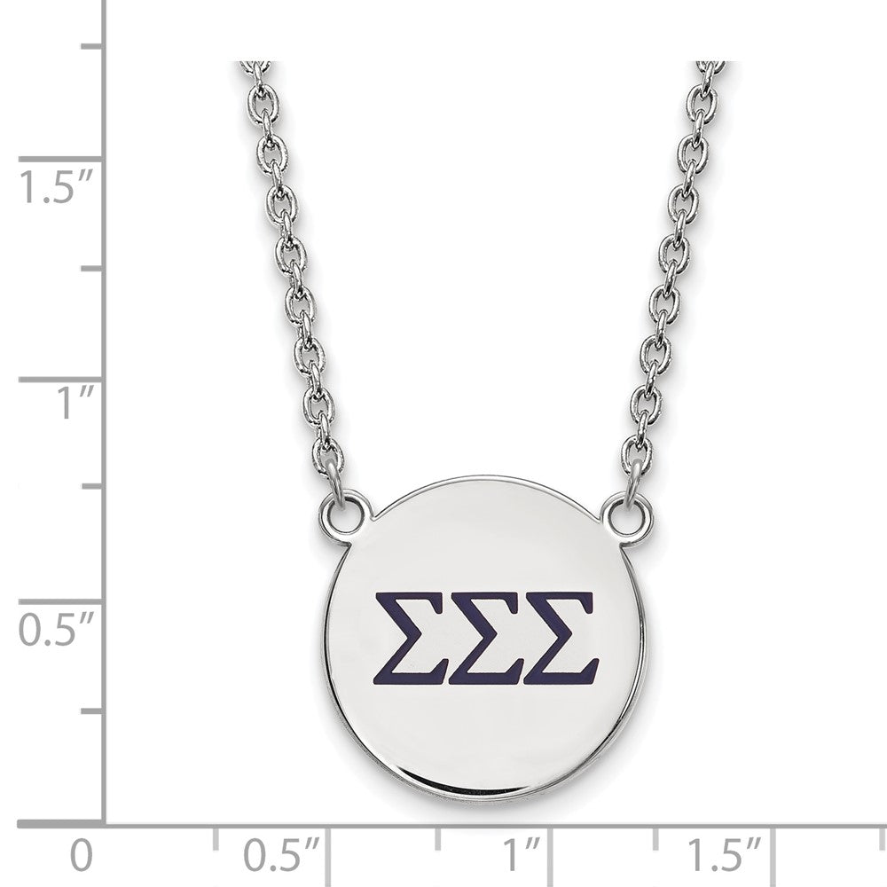 Sterling Silver Rhodium Plated Logoart Sigma Sorority Greek Letters Large Color Enamel Pendant 18 Inch Necklace