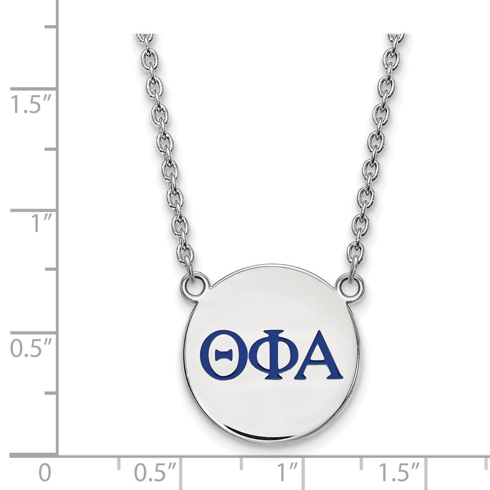 Sterling Silver Rhodium Plated Logoart Theta Phi Alpha Sorority Greek Letters Large Color Enamel Pendant 18 Inch Necklace