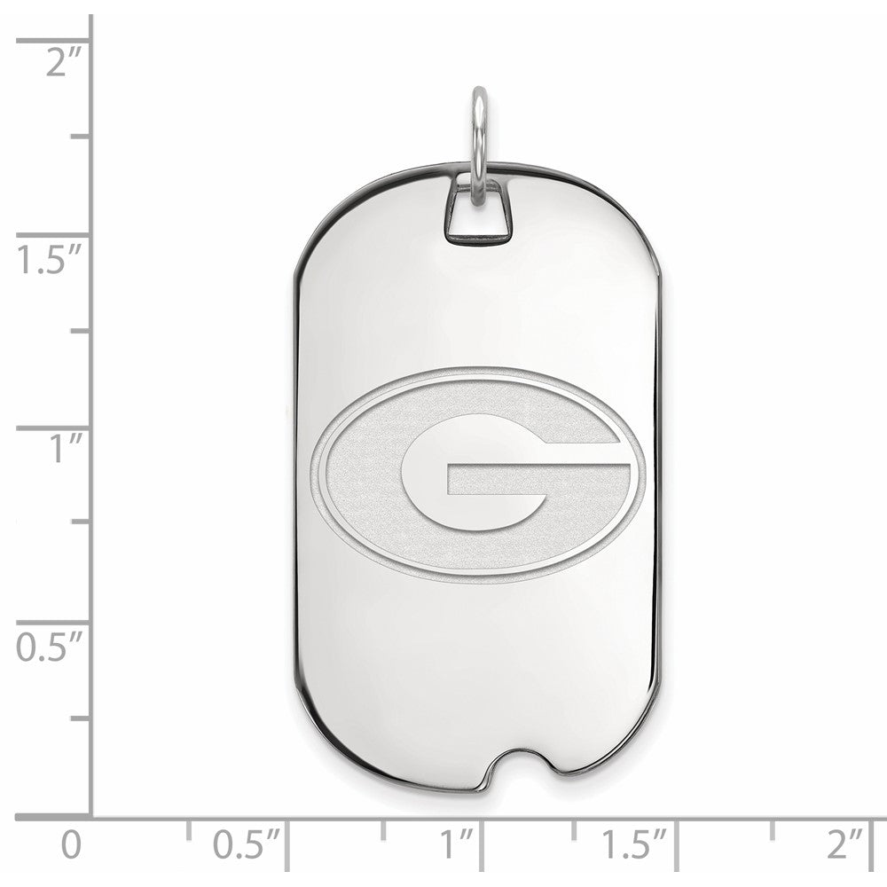Sterling Silver Rhodium Plated Logoart University Of Georgia Letter G Large Dog Tag Pendant